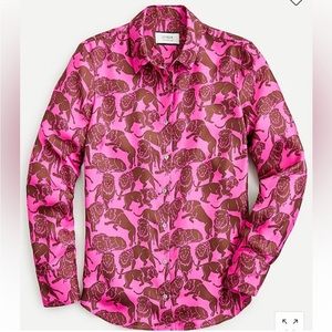 J. Crew Collection silk twill shirt in sleepy lions print Size 6 EUC